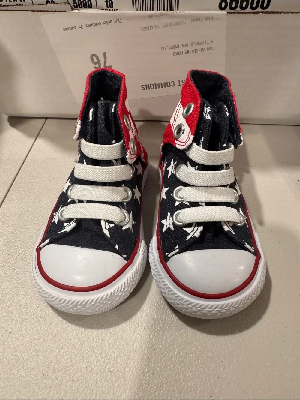 Converse Kids Red, White & Blue Star High Top Sneakers